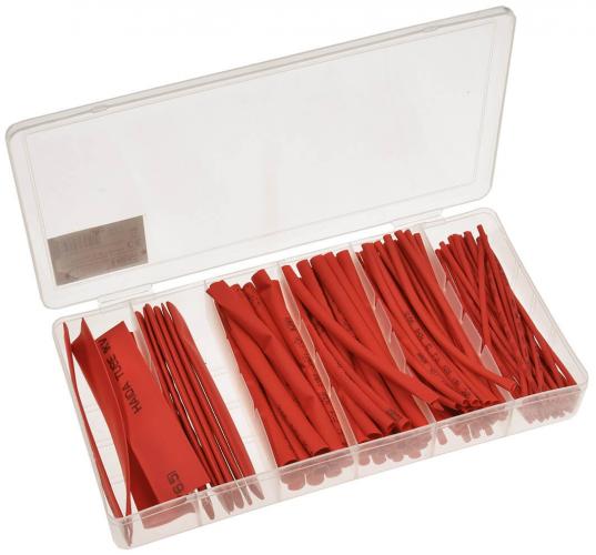Schrumpfschlauch Set 100 teilig in Box - Farbe: rot