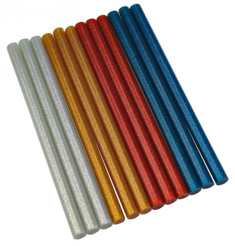 12 Heißklebesticks 11,2 x 200mm farbig glitzer