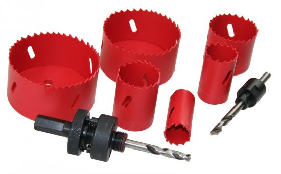Brder Mannesmann Bi-Metall Lochsgen Satz 8 teilig mit HSS Zentrierbohrer im Koffer