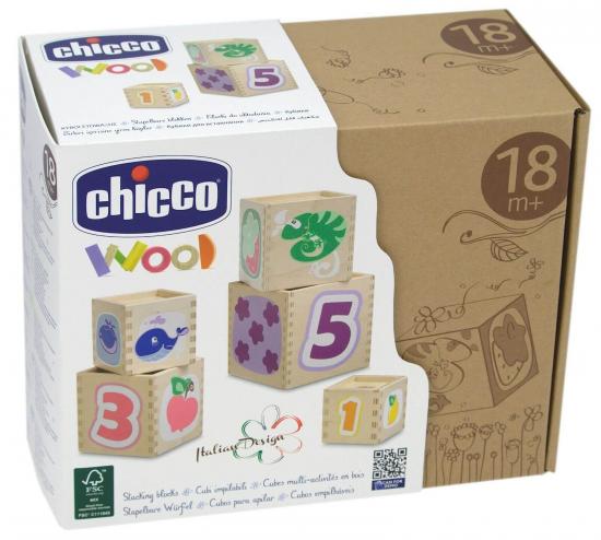 chicco stapelbare Wrfel Holz Stapelturm Stapelwrfel Baby Stapelspiel