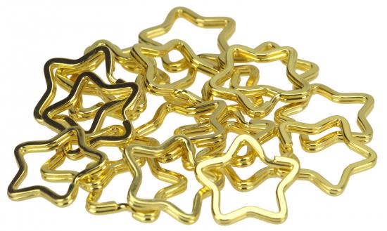 20 x Schl�sselring - Form: Stern - Farbe: gold