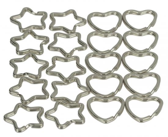 20 x Schl�sselring - Form: gemischt - Farbe: silber