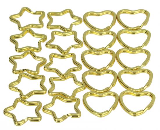 20 x Schl�sselring - Form: gemischt - Farbe: gold