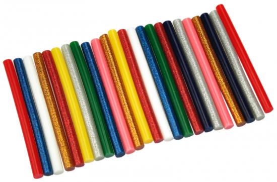 24 Heißklebesticks mini 7,2 x 100mm farbig bunt glitzer