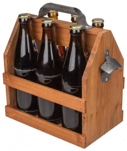 Holz Flaschenhalter Flaschentrger mit Flaschenffner - Geeignet fr: 6x 0,5l Flaschen