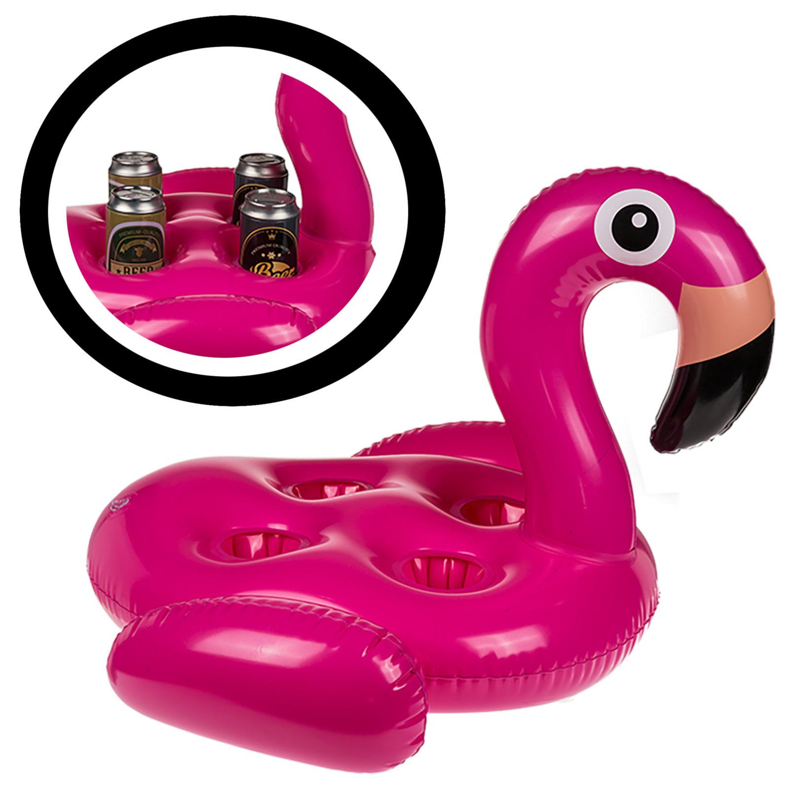 4 aufblasbare Flamingo Getränkehalter Dosenhalter in Pink 