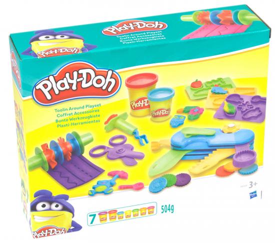 Play-Doh Kinderknete Set bunte Werkzeugkiste mit Knetwerkzeug