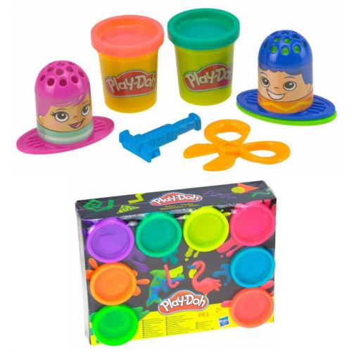 Play-Doh Friseurspaß Set mit 8er Pack Neon Knete