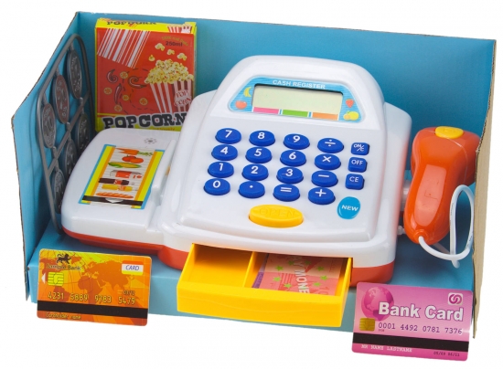 Kinderladen Kasse mit Scanner, Spielgeld und Zubehör