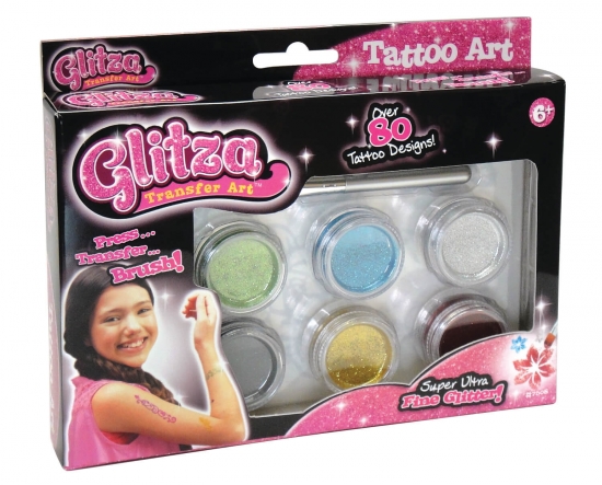 Glitza Transfer Art Set mit 80 Tattoos und feinem Glitter