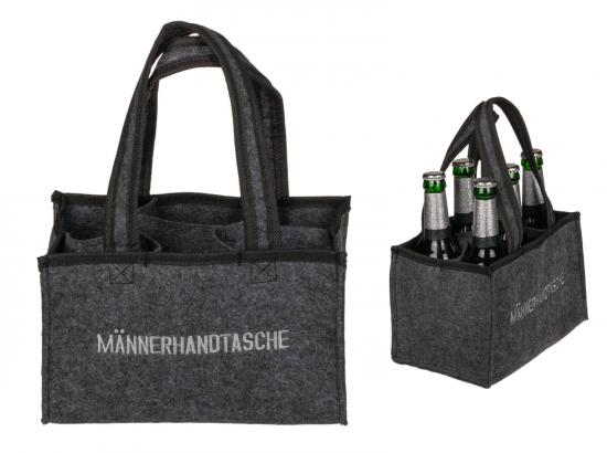 Flaschentasche aus Filz mit 6 Fchern - Motiv: Mnnerhandtasche