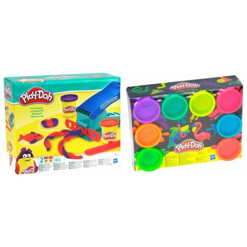 Play-Doh Knetwerk Fun Factory mit 8er Pack Knete Neon Farben