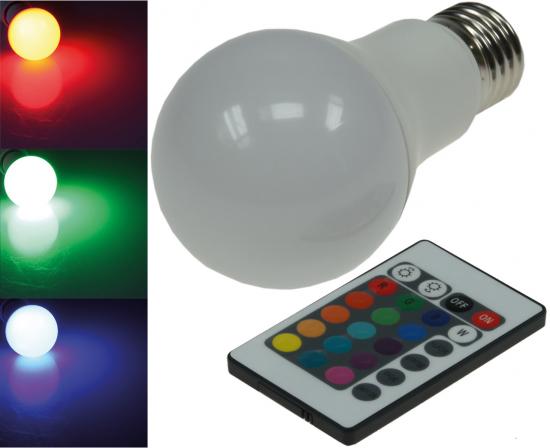 LED Leuchtmittel E27 RGBW Farbwechsel mit Fernbedienung
