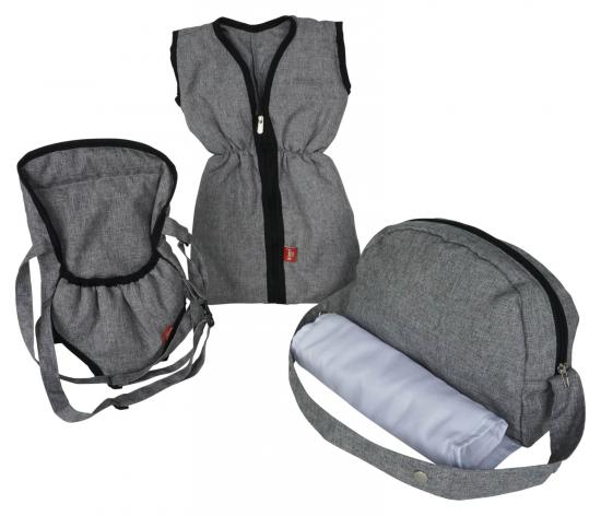 Knorrtoys Puppenzubehr Set grau stone Puppen Bauchtrage Schlafsack Wickeltasche