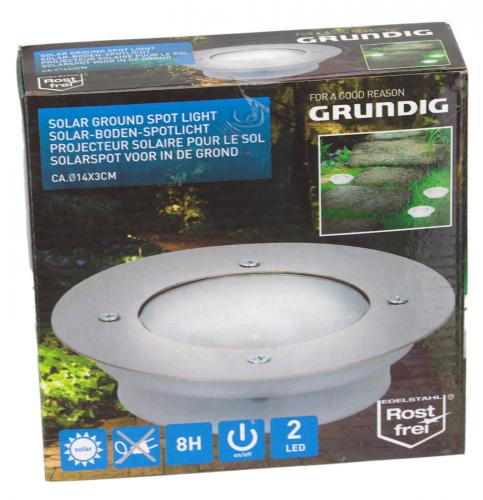 Grundig Solar Bodenleuchte rund Edelstahl