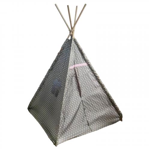 Kinder Spielzelt Tipi Kinderzelt - Farbe: Grau/Rosa