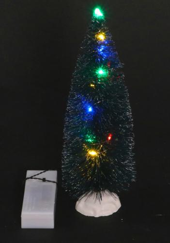 Deko Schneetanne 22cm mit LED Lichterkette - Lichterkette: bunt