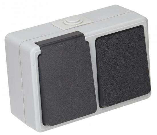 TAFF Feuchtraum Kombination Steckdose Schalter horizontal IP44