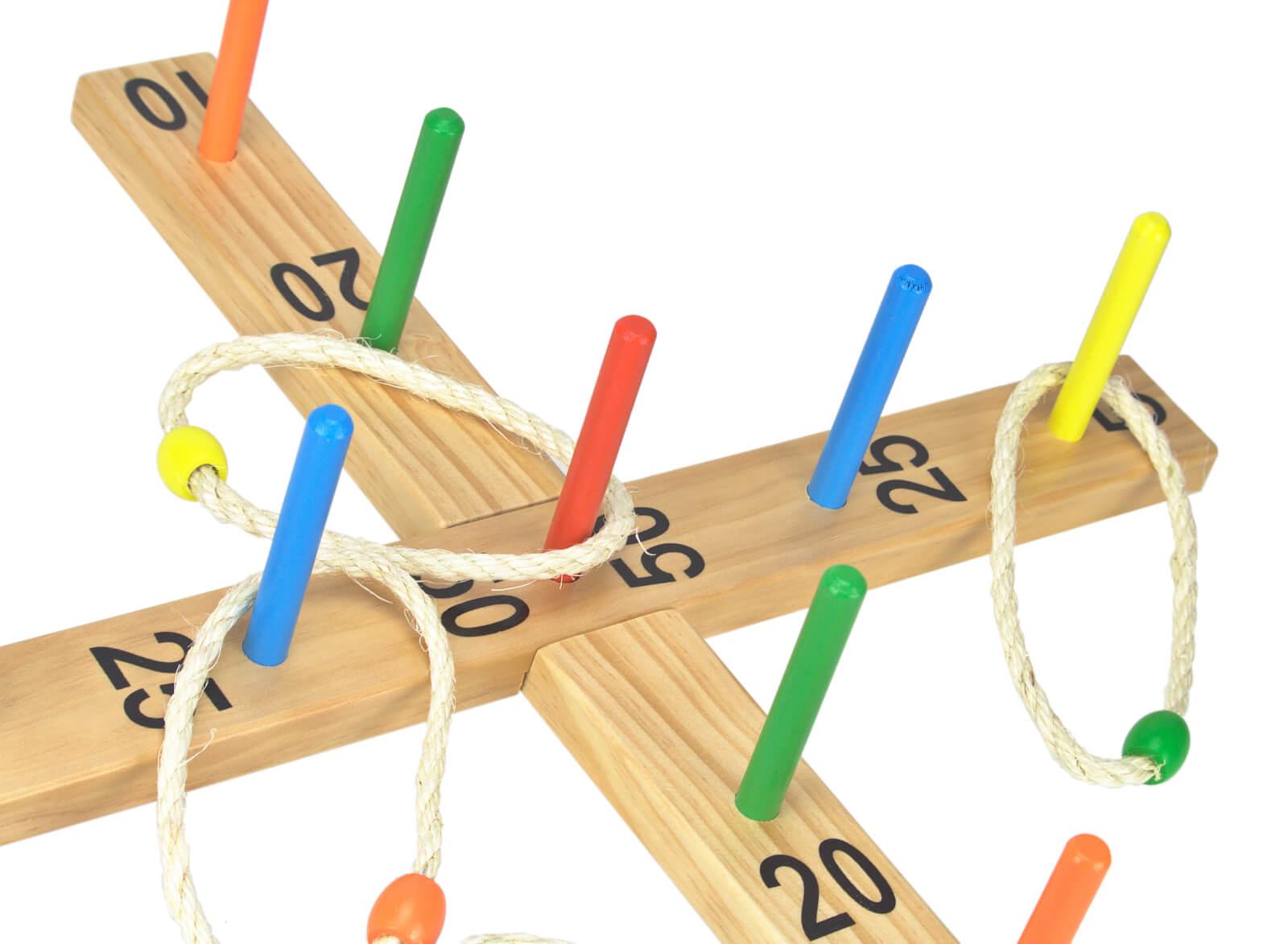 Outdoor active Ringwurfspiel aus Holz mit 9 Stäben 