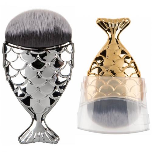 2er Set Kosmetikpinsel Meerjungfrau Make-Up Pinsel Farbe: silber und gold
