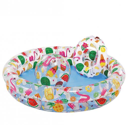 Intex Pool-Set Fruity mit Planschbecken, Wasserball, Schwimmring