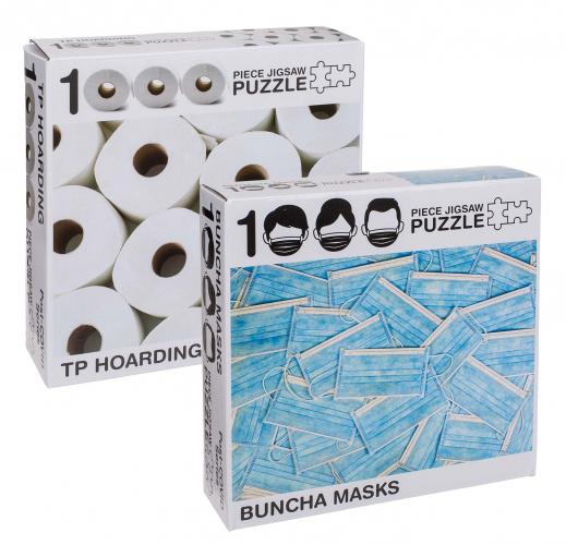 2er Set Puzzle je 1000 Teile Motiv Toilettenpapier und Alltagsmasken