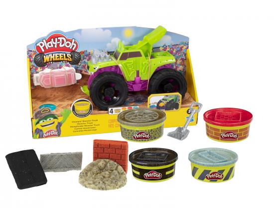 Play-Doh Wheels Mampfender Monster Truck mit Baustellen Knete Bundle