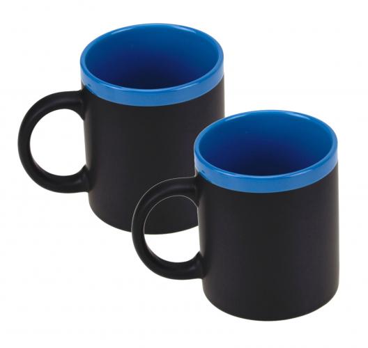2er Set beschreibbare Memo Kreide Kaffee Tasse - Farbe: blau