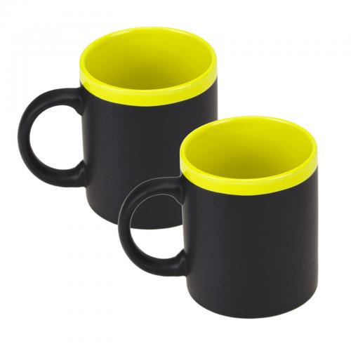 2er Set beschreibbare Memo Kreide Kaffee Tasse - Farbe: gelb