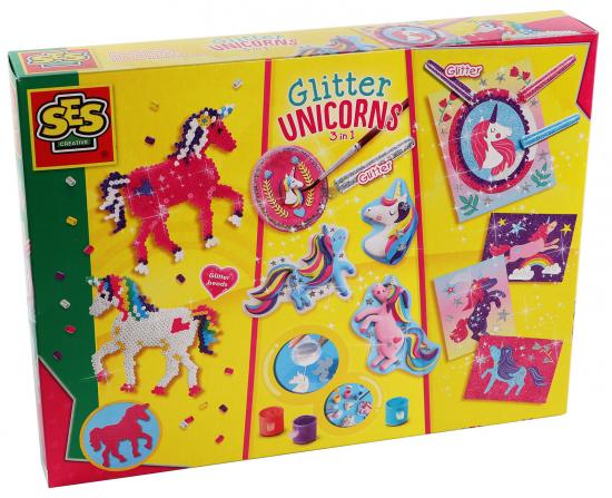 SES Glitzer Einhorn 3-in-1 Kinder Bastelset