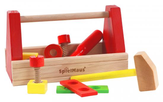 Spielmaus Kinder Holz Werkzeugkasten 10 teilig