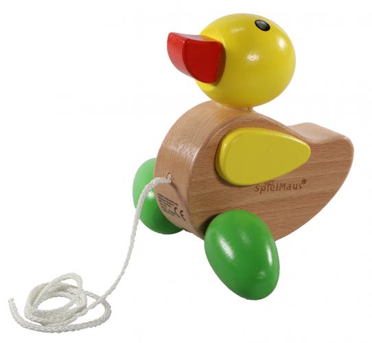 SpielMaus Nachzieh-Ente aus Holz � Motorikspielzeug ab 12 Monaten