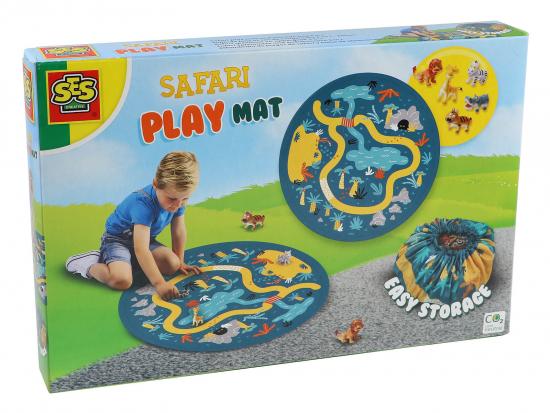 Kinder Safari Spielmatte 2-in-1 mit 5 Tierfiguren