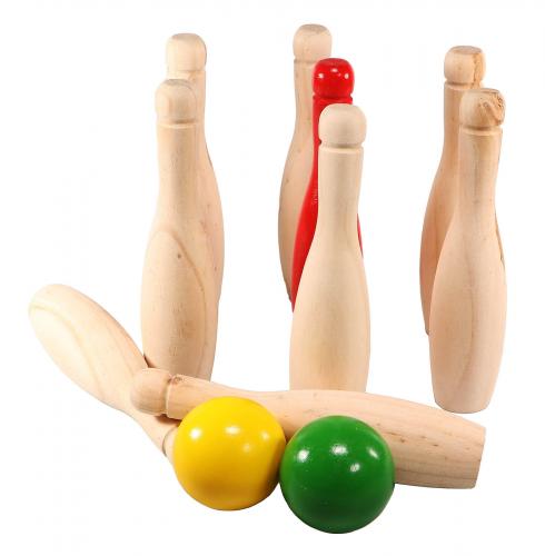 Garten Kegel Bowling Set aus Holz Alert-Outdoor