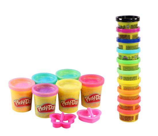 Play-Doh Glitzerknete mit Frmchen und Party Turm Knete (616g Knete)