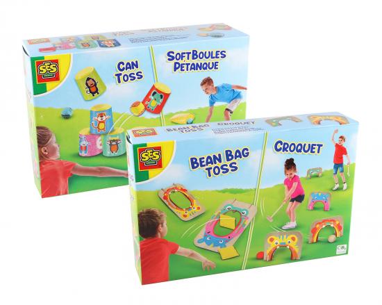 Kinder Party Spielset Dosenwerfen Petanque Krocket Bohnensack Werfen