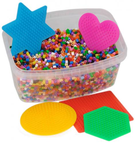 SES Creative 7000 Bgelperlen bunt Farbmix mit Stiftplatten 5er Set