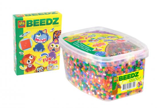 SES Creative 12000 Bgelperlen Farbmix mit Fun Pins Set