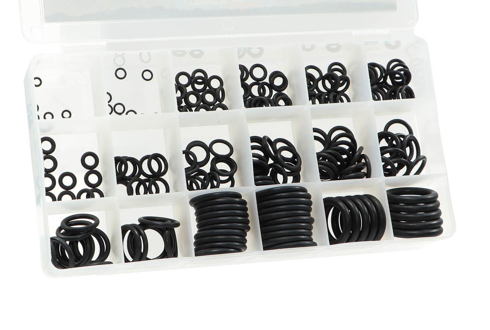 LITZEE O-Ring-Dichtung 225 Stück Gummi-O-Ringe, 18 Größen  O-Ring-Kit-Sortiment O-Ring-Dichtungen für die allgemeine Reparatur von Kfz-Rohrleitungen,  Schwarz