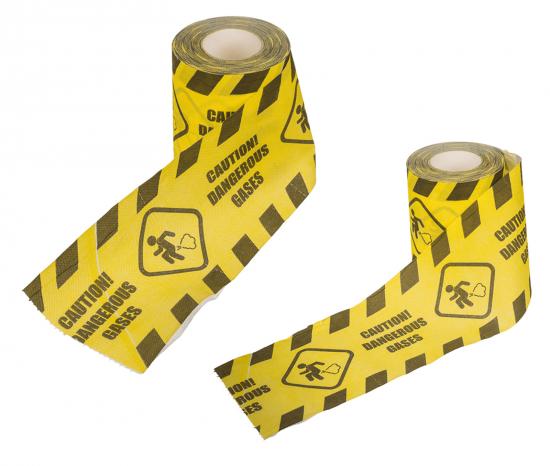 2 Rollen Toilettenpapier Caution Dangerous Gases mit Furz Piktrogramm