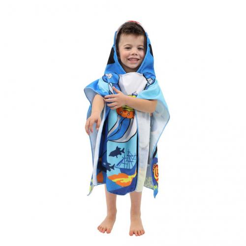 Kinder Poncho Handtuch Hai Badetuch Strandtuch