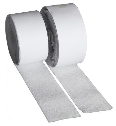 Klettband weiß selbstklebend 2 Rollen Haken und Flausch