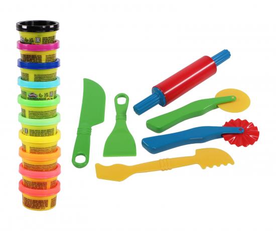 Knete Party Turm (10 Farben) mit 6 teiligem Knetwerkzeug im Set