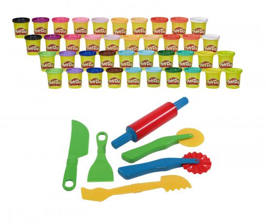 Kinderknete Super Farbenset 40er Pack mit 6 teiligem Knetwerkzeug im Set