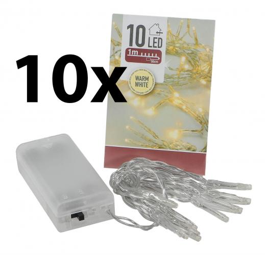 10er Set LED Lichterkette Batteriebetrieb 10 LEDs warmwei