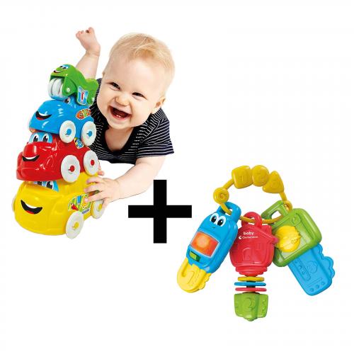 Clementoni Baby Spiel Set Stapelautos mit elektronischem Schlssel