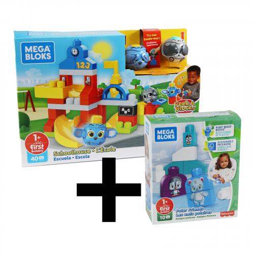 Mega Bloks Schule Polarfreunde Klemmbausteine Bundle 40+10 teilig Alter 1+