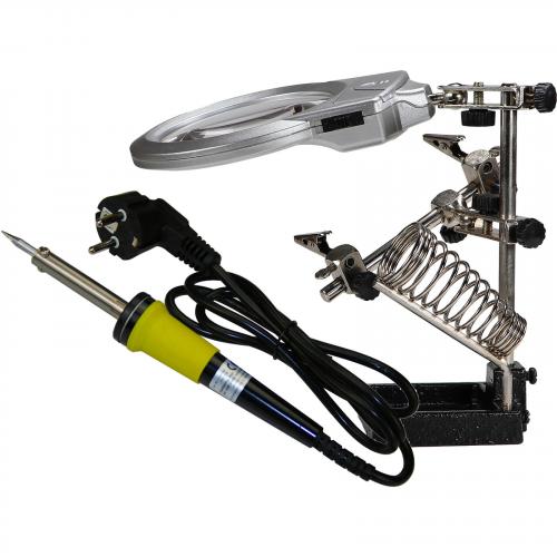 230V Fein Ltkolben 30 Watt mit Ltkolbenstnder Plantinenhalter Lthilfe Dritte Hand mit LED Lupe