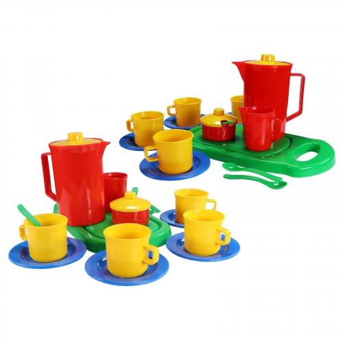 Kinder Kaffee Set mit Tassen Kännchen Brettchen 32 teilig 8 Personen