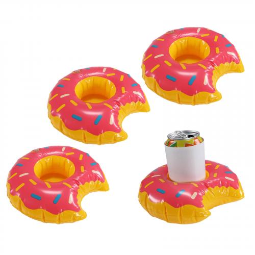 4er Set aufblasbare Dosenhalter Pool Getrnkehalter Donut